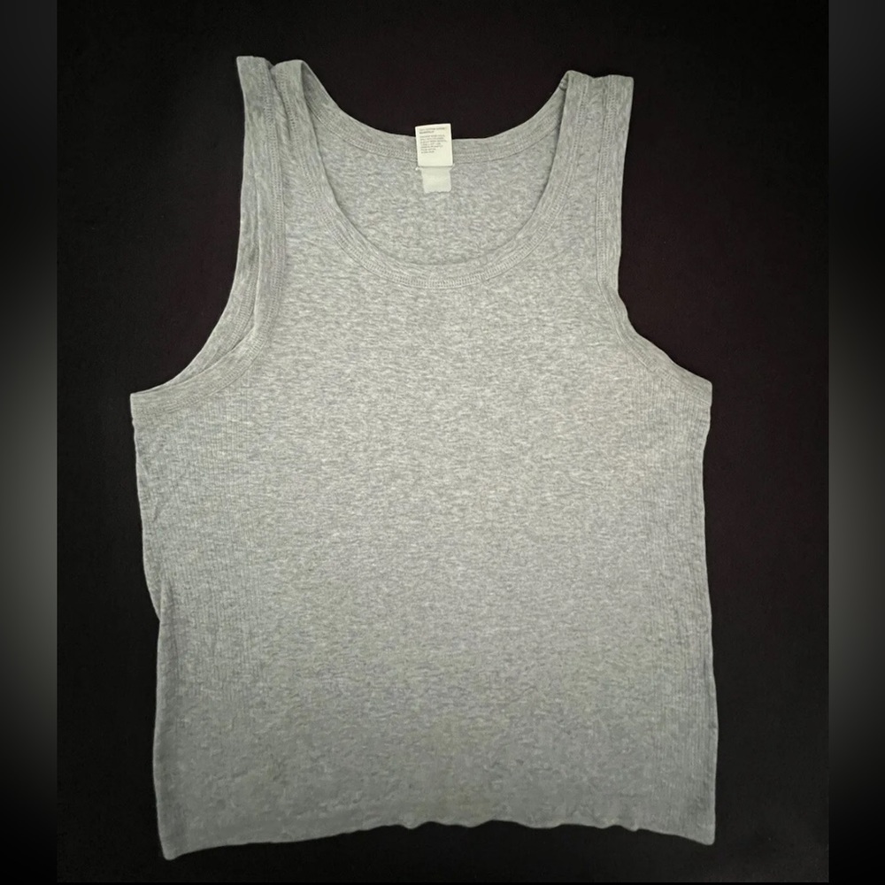 Gap Body Men’s Fitted Vintage 90’s Gray Tank Top Size XS with Side Ribbed Look